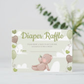 Teddy Bear Boy Baby shower Diaper Raffle Card Kaart (Staand voorkant)