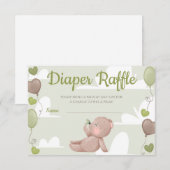 Teddy Bear Boy Baby shower Diaper Raffle Card Kaart (Voorkant / Achterkant)