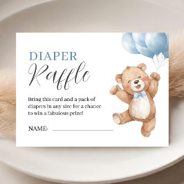 Teddy Bear Boy Baby Shower Diaper Raffle Informatiekaartje