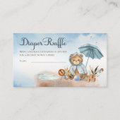 Teddy Bear Boy Baby shower Diaper Raffle Informatiekaartje (Voorkant)