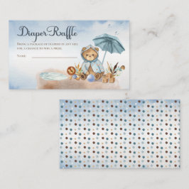 Teddy Bear Boy Baby shower Diaper Raffle Informatiekaartje
