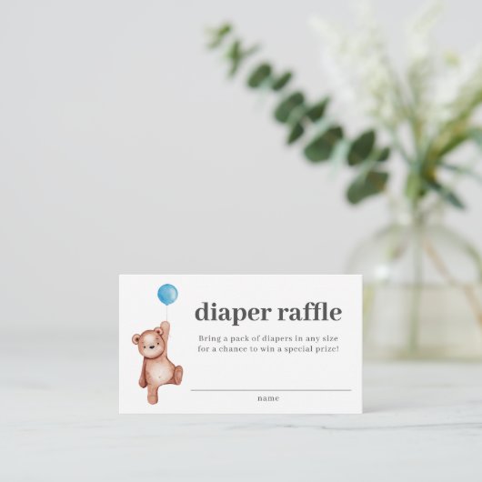 Teddy Bear Boy Baby shower Diaper Raffle Insert Informatiekaartje (Staand voorkant)