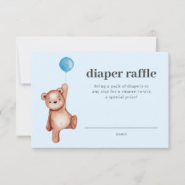 Teddy Bear Boy Baby shower Diaper Raffle Insert Kaart