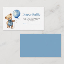 Teddy Bear Boy Baby shower Diaper Raffle Ticket Notitiekaartje