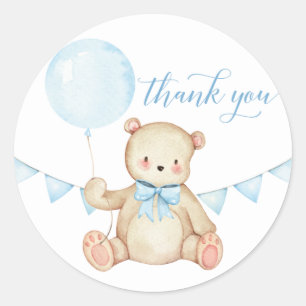 Teddy Bear Boy Baby shower Favor Sticker