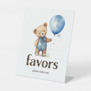 Teddy Bear Boy Baby shower Favorieten Reclamebord Met Voetstuk