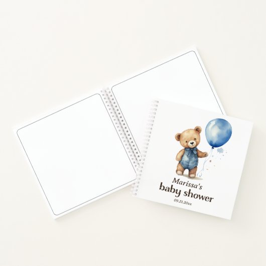Teddy Bear Boy Baby shower Gastboek Notitieboek (Binnen)