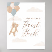 Teddy Bear Boy Baby shower Gastenboekteken Poster (Voorkant)