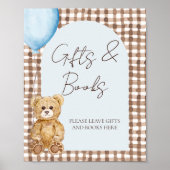 Teddy Bear Boy Baby shower Geschenken en boeken Ta Poster (Voorkant)