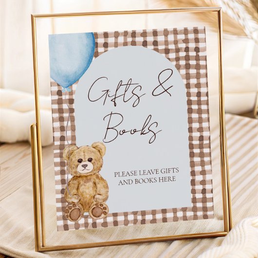 Teddy Bear Boy Baby shower Geschenken en boeken Ta Poster