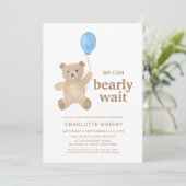 Teddy Bear Boy Baby Shower Kaart (Staand voorkant)