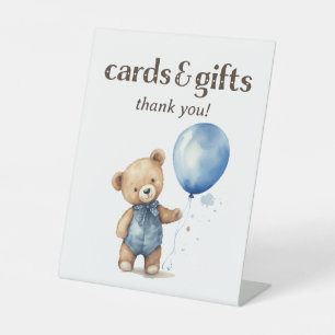 Teddy Bear Boy Baby shower Kaarten en geschenken Reclamebord Met Voetstuk