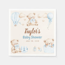 Teddy Bear Boy Baby Shower Paper Napkin