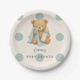 Teddy Bear Boy Baby shower Papier Borden Papieren Bordje