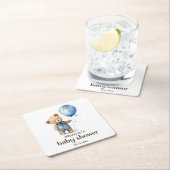 Teddy Bear Boy Baby shower Papier Onderzetter (Insitu)