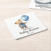 Teddy Bear Boy Baby shower Papier Onderzetter (Schuin)
