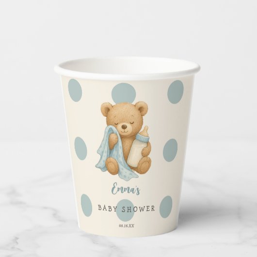 Teddy Bear Boy Baby shower papieren bekers (Voorkant)