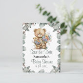 Teddy Bear Boy Baby shower Thema Briefkaart (Staand voorkant)