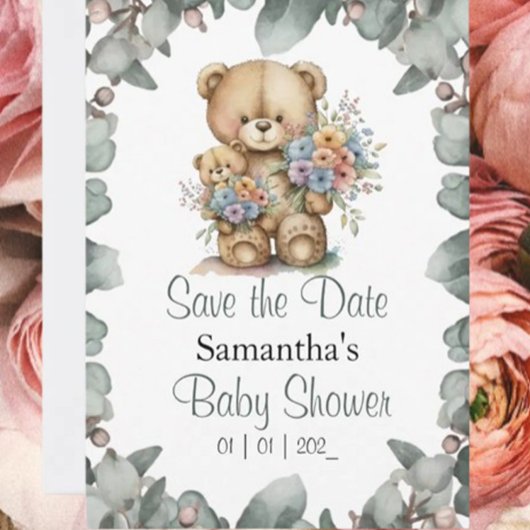 Teddy Bear Boy Baby shower Thema Briefkaart