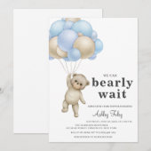 Teddy Bear Boy Baby shower Uitnodiging (Voorkant / Achterkant)
