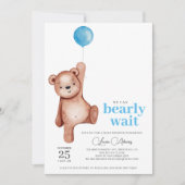 Teddy Bear Boy Baby shower Uitnodiging (Voorkant)