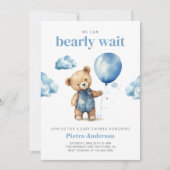 Teddy Bear Boy Baby shower Uitnodiging (Voorkant)
