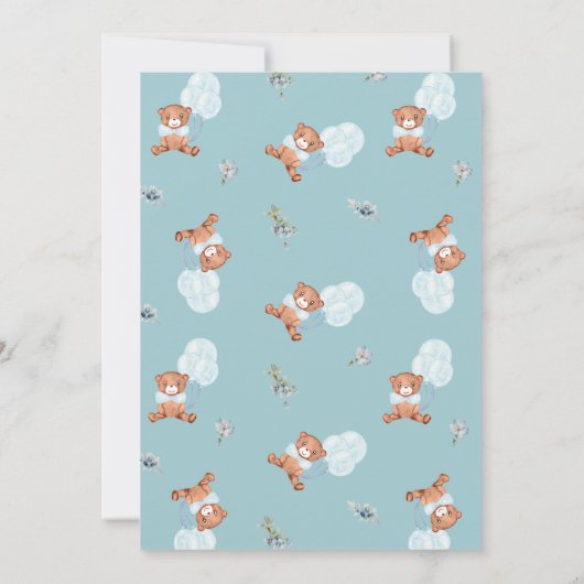 Teddy Bear Boy Baby shower Uitnodiging (Achterkant)