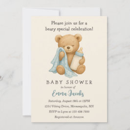 Teddy Bear Boy Baby shower Uitnodiging