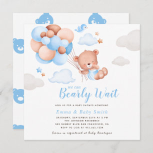 Teddy Bear Boy Baby shower Uitnodiging