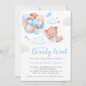 Teddy Bear Boy Baby shower Uitnodiging (Voorkant)