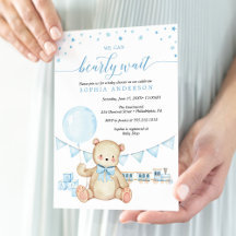Teddy Bear Boy Baby shower Uitnodiging