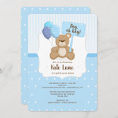 Teddy Bear Boy Baby shower Uitnodiging (Voorkant / Achterkant)