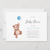 Teddy Bear Boy Baby shower Uitnodiging (Voorkant)