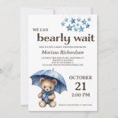 Teddy Bear Boy Baby shower Uitnodiging (Voorkant)