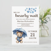 Teddy Bear Boy Baby shower Uitnodiging (Staand voorkant)