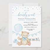 Teddy Bear Boy Baby shower Uitnodiging (Voorkant)