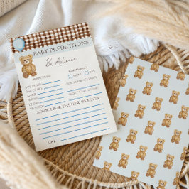 Teddy Bear Boy Baby shower voorspelling spel