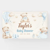 Teddy Bear Boy Baby Shower Welcome Banner Sign (Horizontaal)