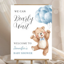 Teddy Bear Boy Baby Shower Welcome Sign 