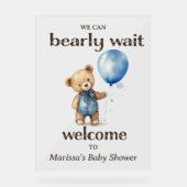 Teddy Bear Boy Baby shower Welkom Acryl Bord (Voorkant)