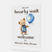 Teddy Bear Boy Baby shower Welkom Acryl Bord (Hoek)