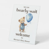 Teddy Bear Boy Baby shower Welkom Reclamebord Met Voetstuk (Voorkant)