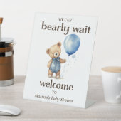 Teddy Bear Boy Baby shower Welkom Reclamebord Met Voetstuk (Insitu)