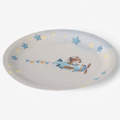 Teddy Bear Boy Barly Wachten Baby shower Papier Bo Papieren Bordje (Gekanteld)