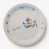 Teddy Bear Boy Barly Wachten Baby shower Papier Bo Papieren Bordje (Voorkant)