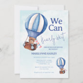 Teddy Bear Boy Bearly Wait Baby shower Kaart (Voorkant)