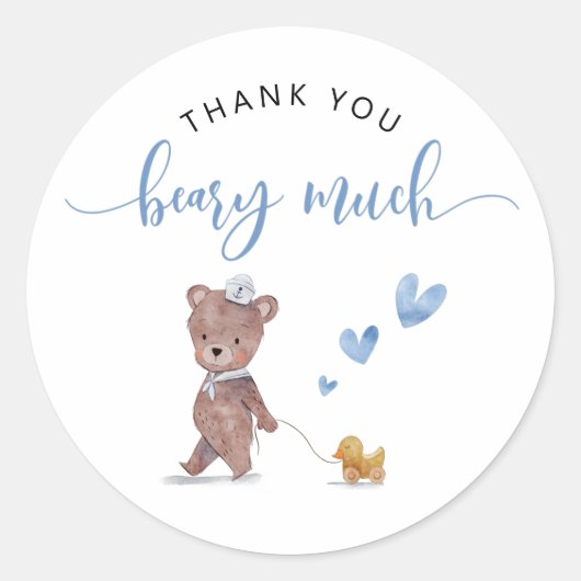 Teddy Bear Boy Birthday Dank je wel veel Ronde Sticker (Voorkant)