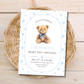 Teddy Bear Boy Birthday Invite, Beary 1st Birthday Kaart