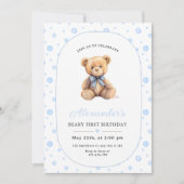 Teddy Bear Boy Birthday Invite, Beary 1st Birthday Kaart (Voorkant)
