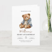 Teddy Bear Boy Birthday Party Beary 1st Birthday (Voorkant)
